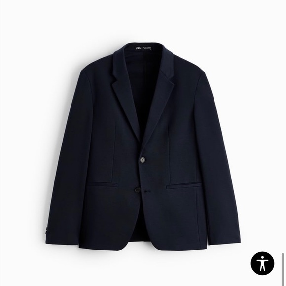 Zara Man Navy Blue STRETCH BLAZER Size Medium EUC - Picture 10 of 11